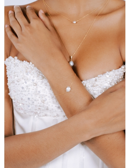 Bracelet mariage "Alva" simple avec perle eau douce