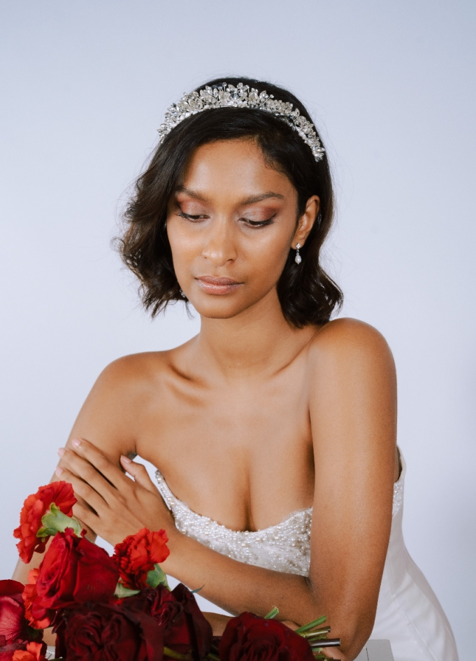 Couronne "Lyana" avec perles d'eau...