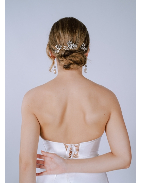 Trio de pics mariée rétro chic "Lya" avec cristaux
