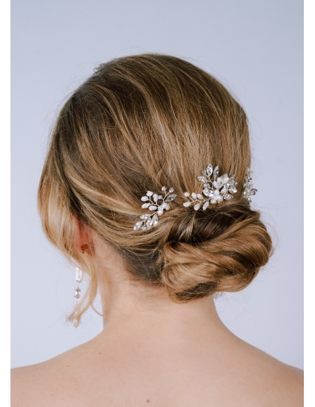 Trio de pics mariée rétro chic "Lya" avec cristaux