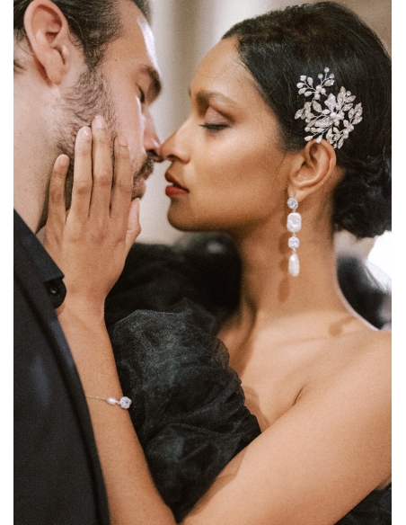 Trio de pics mariée rétro chic "Lya" avec cristaux