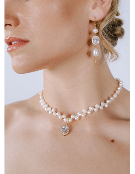 Boucles d'oreilles mariée "Isabella" pendantes avec perles d'eau douce