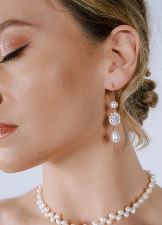 Boucles d'oreilles mariée "Isabella" pendantes avec... 2