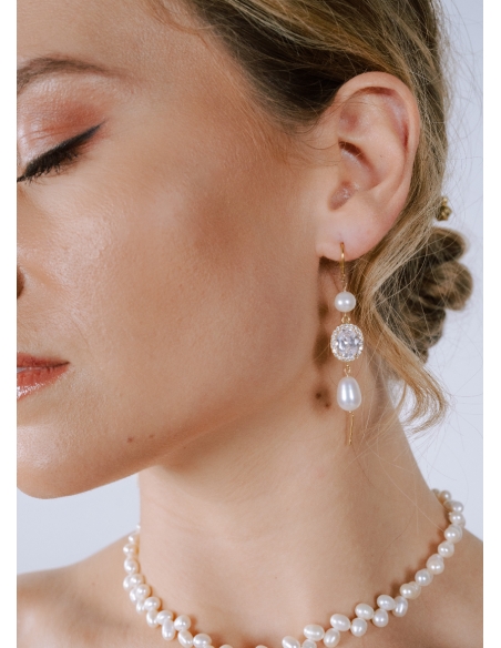 Boucles d'oreilles mariée "Isabella" pendantes avec perles d'eau douce