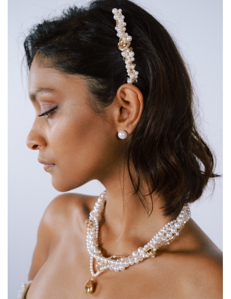 "Georgia" Collier multi-rangs de perles et de cristaux