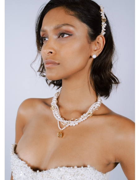 "Georgia" Collier multi-rangs de perles et de cristaux