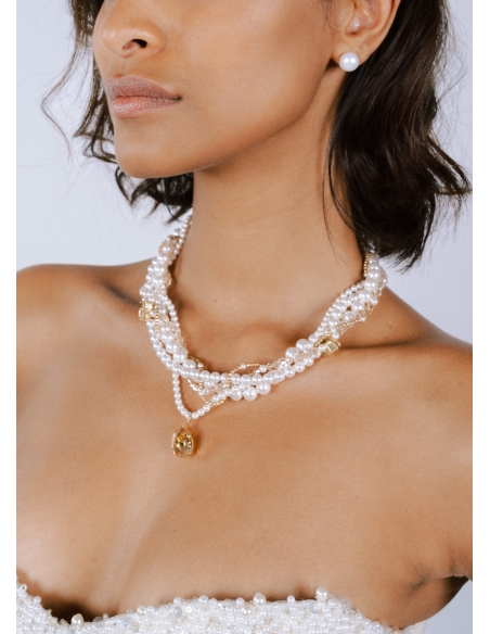 "Georgia" Collier multi-rangs de perles et de cristaux