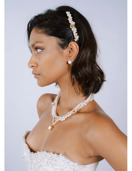 Barrette cheveux mariée "Georgia" avec perles et cristaux