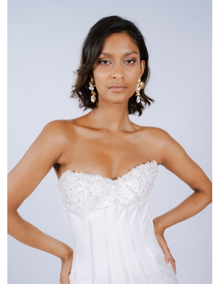 Boucles d'oreilles mariée "Fanchon" avec perles eau douce et fleurs