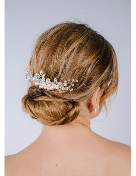 Peigne de mariée "Ellie" avec perles nacrées et cristaux