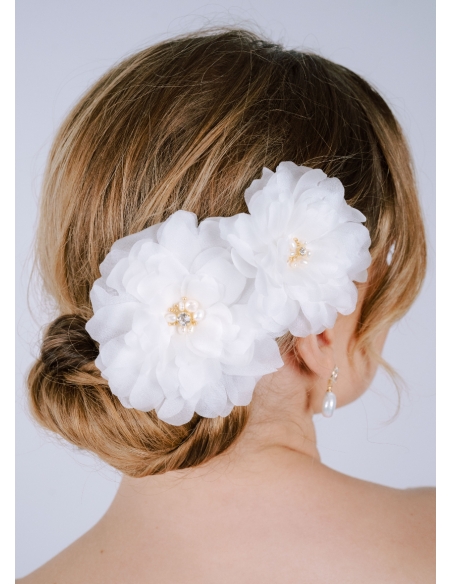 Barrettes cheveux "Maïa" avec fleurs en soie