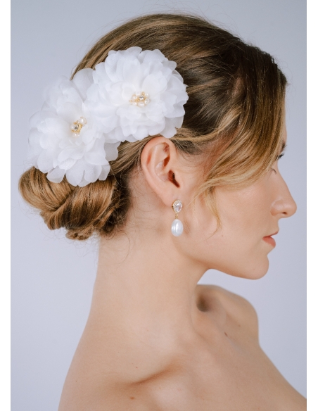 Barrettes cheveux "Maïa" avec fleurs en soie