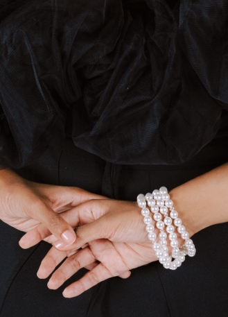 Bracelet mariage "Camilla" avec perles nacrées et toupies... 2
