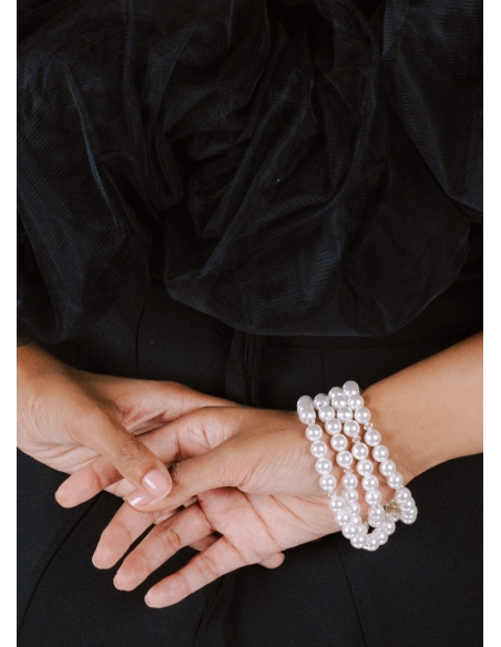 Bracelet mariage "Camilla" avec perles nacrées et toupies en cristal