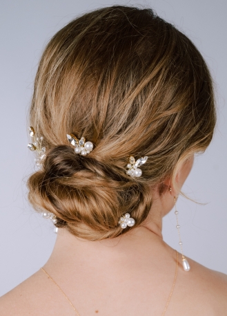 Lot de pics mariée rétro chic "Flavia" avec perles et... 2