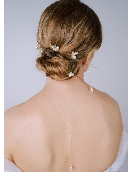 Lot de pics mariée rétro chic "Flavia" avec perles et cristaux