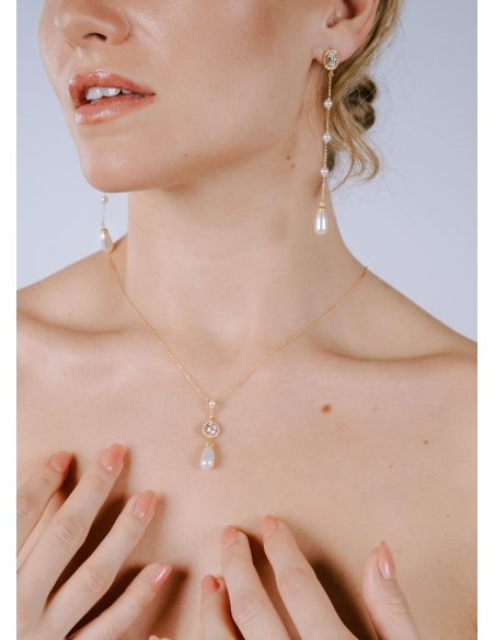 "Flavia" collier de mariée pour robe dos décolleté avec perles