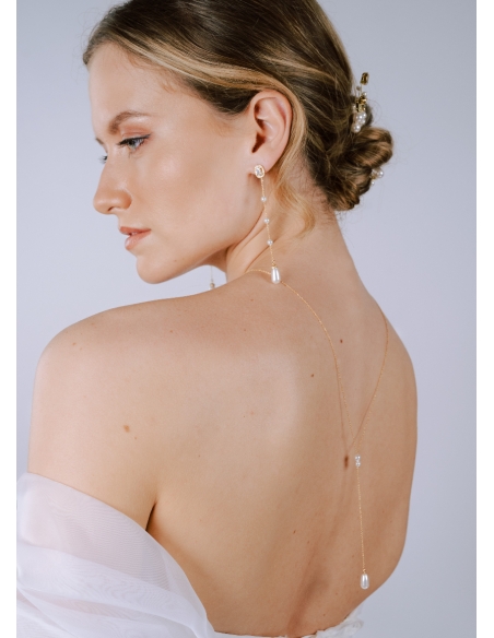 "Flavia" collier de mariée pour robe dos décolleté avec perles