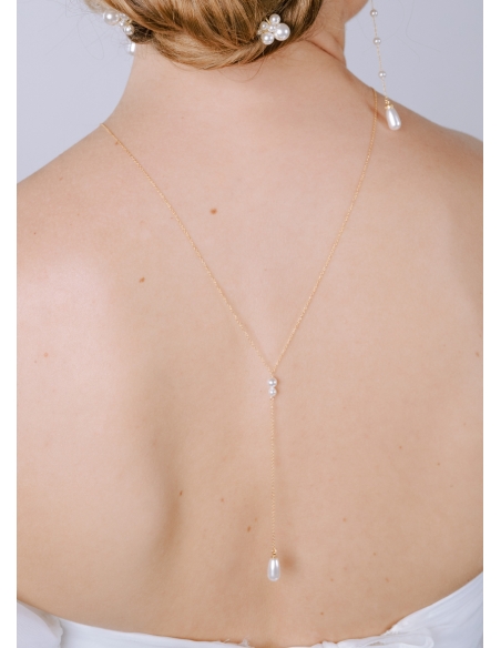 "Flavia" collier de mariée pour robe dos décolleté avec perles