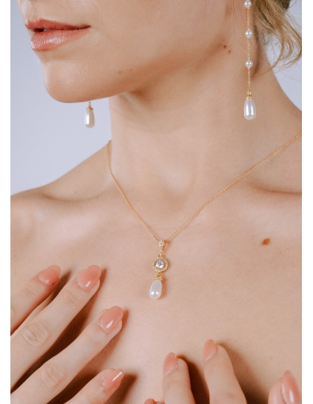 "Flavia" collier de mariée pour robe dos décolleté avec perles