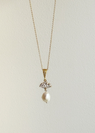 "Aïda" collier de mariée avec pendentif rétro et perle... 2