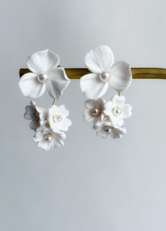 Boucles d'oreilles "Flora" 2 en 1 avec fleurs aspect... 2