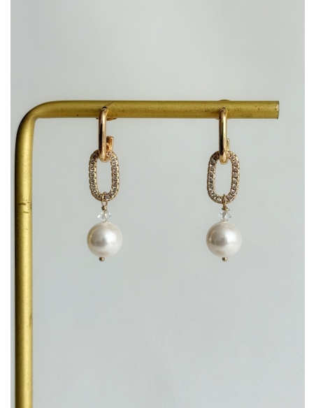 Boucles d'oreilles mariée "Carlotta" avec perles nacrées