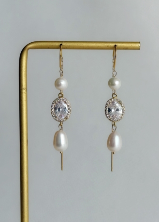 Boucles d'oreilles mariée "Isabella" pendantes avec...