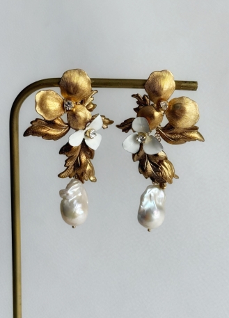 Boucles d'oreilles mariée "Fanchon" avec perles eau douce... 2