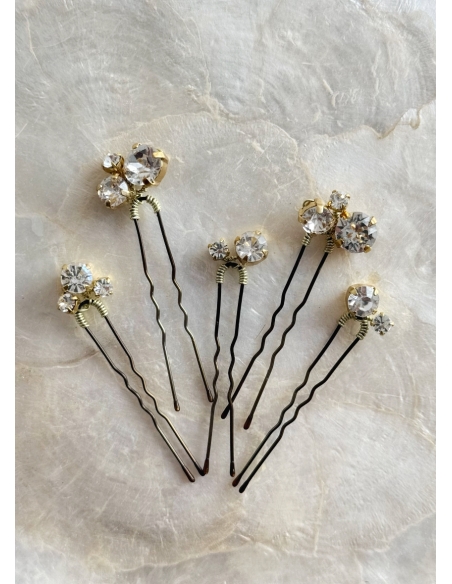 Lot de pics en cristal "Isabella" pour votre chignon de mariée