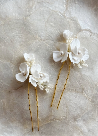 Duo de pics à chignon "Anita" pour votre chignon de mariée 2