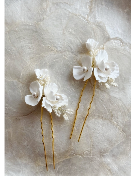 Duo de pics à chignon "Anita" pour votre chignon de mariée