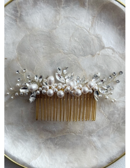 Peigne de mariée "Ellie" avec perles nacrées et cristaux