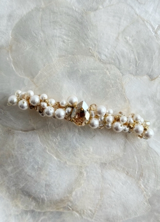 Barrette cheveux mariée "Georgia" avec perles et cristaux 2