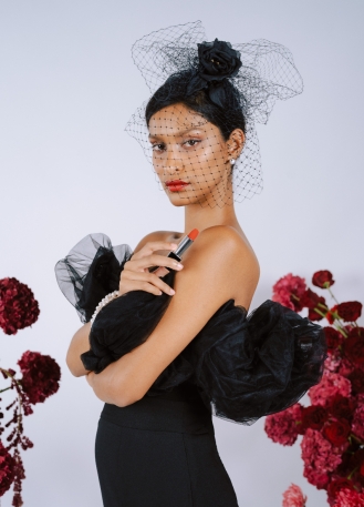 Voilette mariée ou soirée "Camilla" noire avec fleurs de... 2