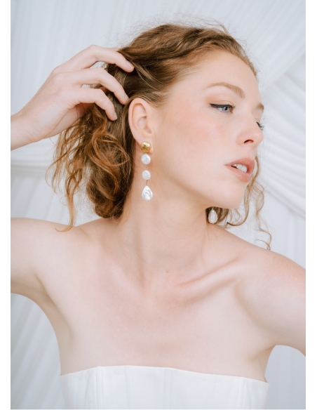 Boucles d'oreilles perlées "Garance" pour mariée moderne et minimalise