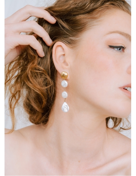 Boucles d'oreilles perlées "Garance" pour mariée moderne et minimalise