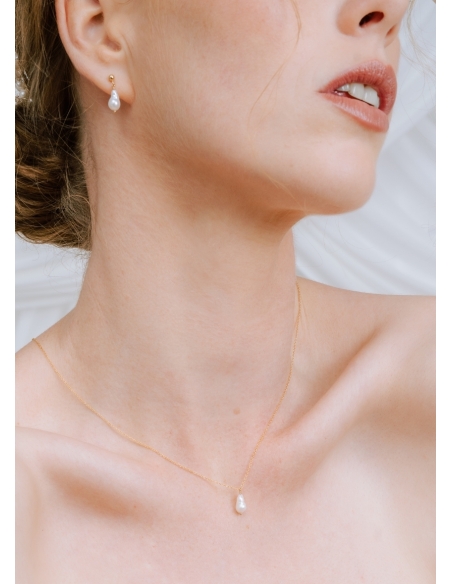 "Charline" Collier de dos avec perle d'eau douce pour robe dos nu