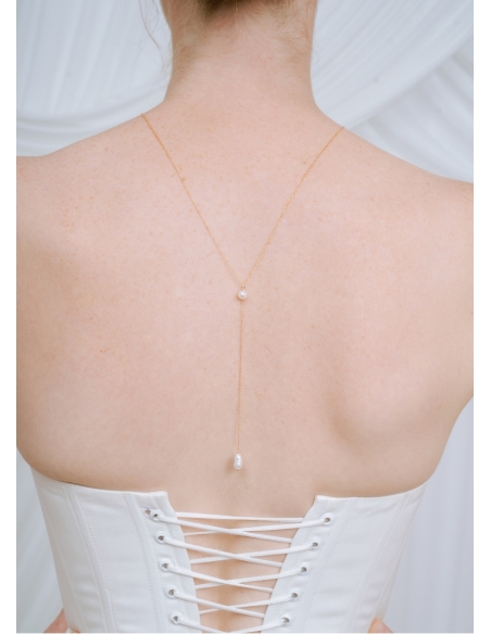 "Charline" Collier de dos avec perle d'eau douce pour robe dos nu