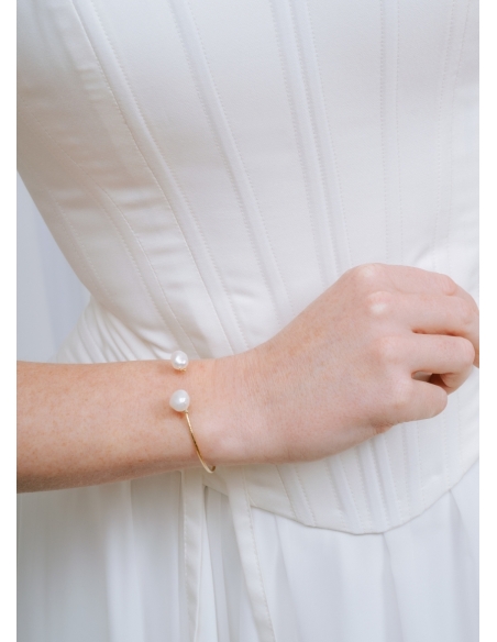 Bracelet mariage "Charline" jonc avec perles