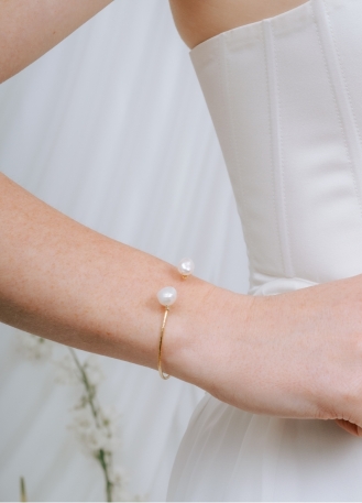 Bracelet mariage "Charline" jonc avec perles