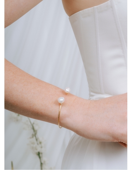 Bracelet mariage "Charline" jonc avec perles