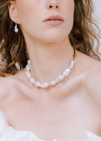 "Brune" Collier mariage choker moderne avec perles d'eau...