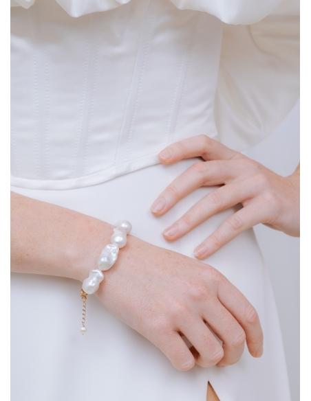 Bracelet mariage "Brune" avec perles d'eau douce baroques