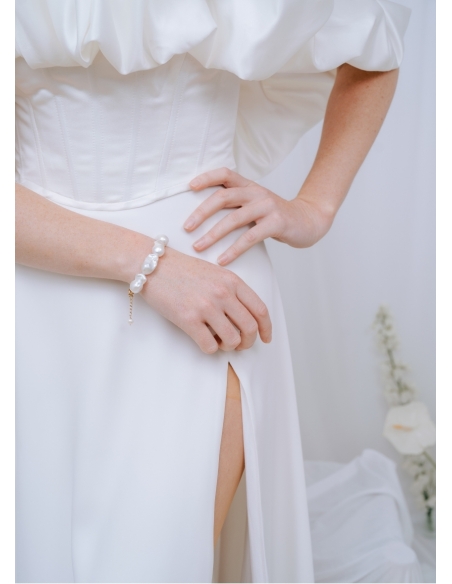 Bracelet mariage "Brune" avec perles d'eau douce baroques