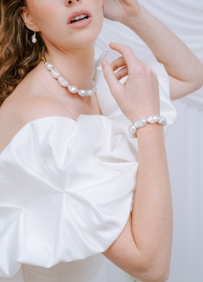 Bracelet mariage "Brune" avec perles...