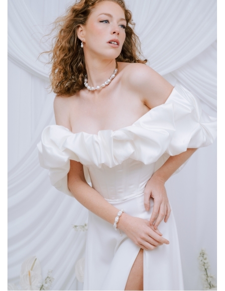 Bracelet mariage "Brune" avec perles d'eau douce baroques