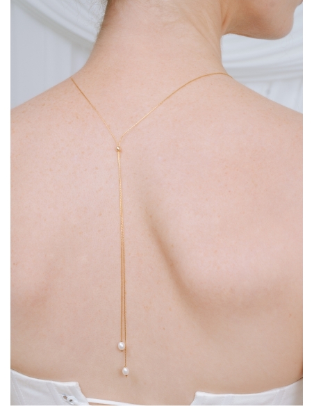 "Eva" Collier de mariée perlé avec bijou de dos réglable