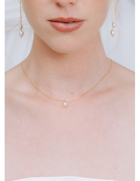 "Eva" Collier de mariée perlé avec bijou de dos réglable