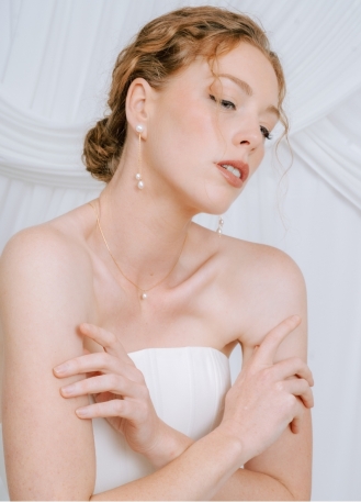 Boucles d'oreilles mariée "Eva" pendantes avec perles... 2